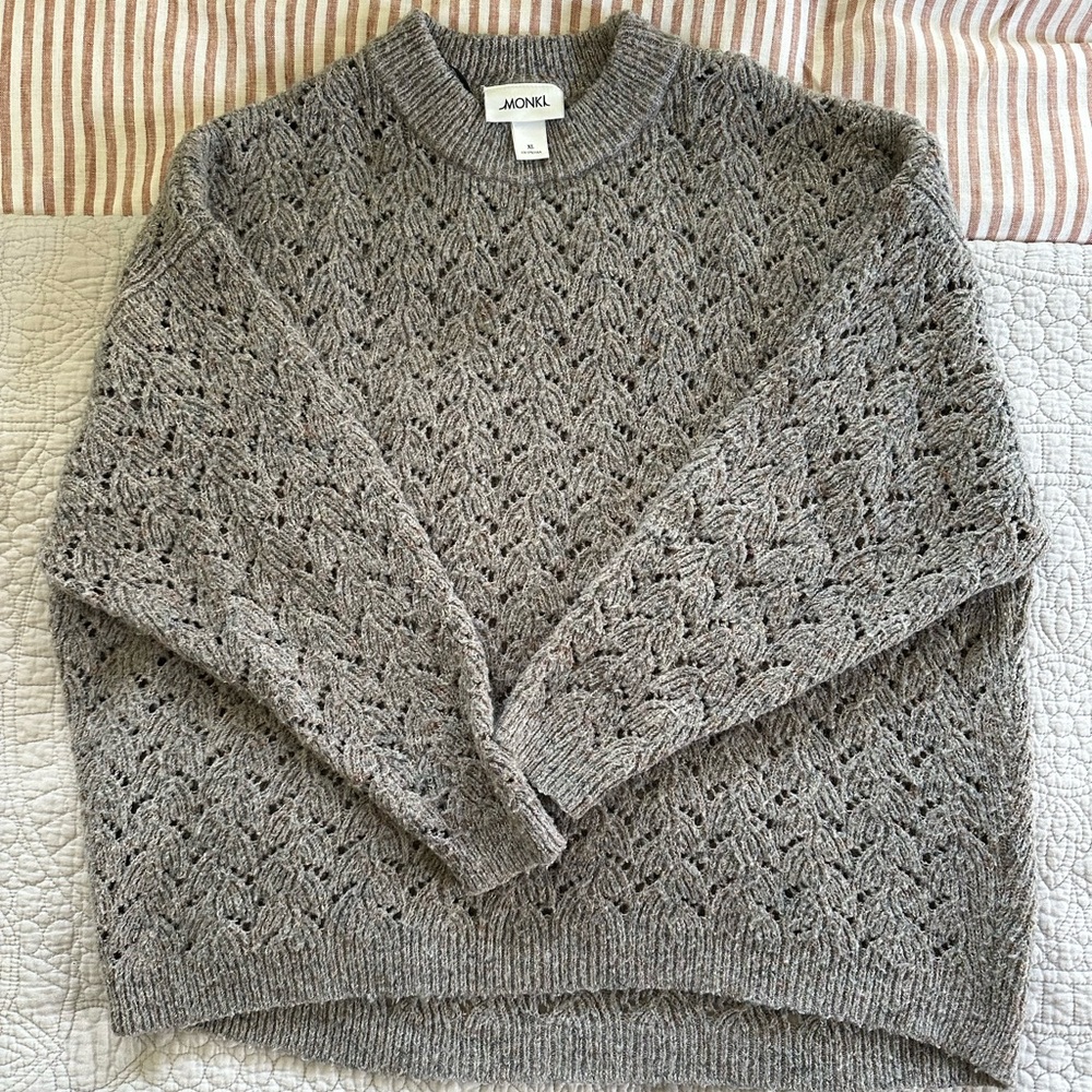 Gray Monki (ASOS) Pointelle Sweater - Size XL